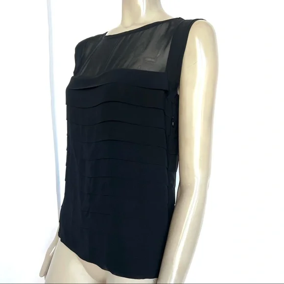 THE LIMITED Black Silk Chiffon Blouse - Picture 3 of 13